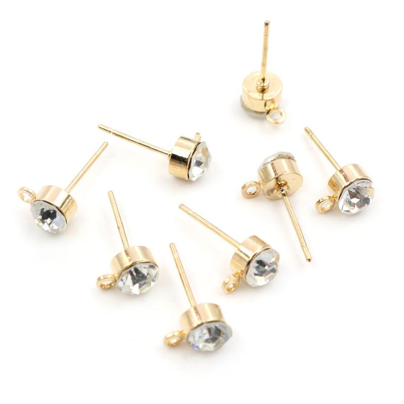 50pcs 4mm 5mm 6mm Rhinestone Pin Stud Earring Findings Basic Pins Stoppers Connector For DIY Jewelry Making Accessories Supplies