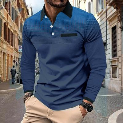 Camicia da Golf da Uomo Polo Street Casual Colletto Polo Classica Manica Lunga Moda Casual Tinta Unita Abbottonatura Semplice Vestibilità Regolare