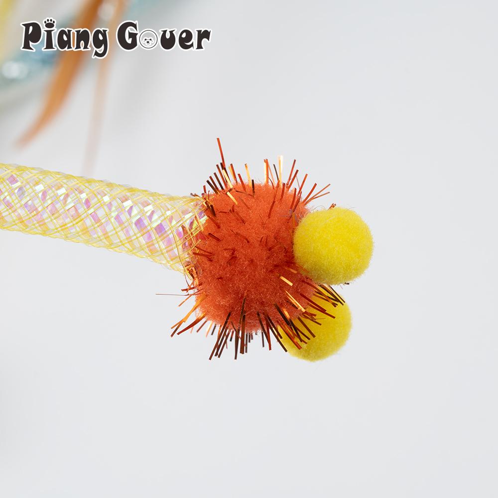 5pcs Plush Ball Feather Cat Toy Simulated Tube Worm Feather Pet Toys