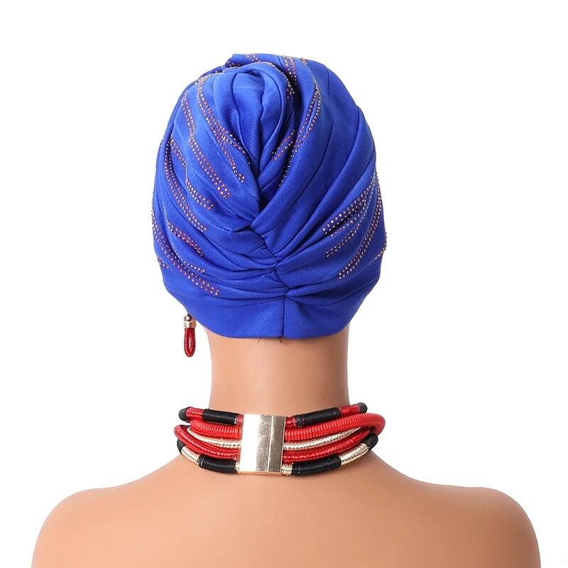 Fashion Women Diamonds Turban Hat Female Head Wraps