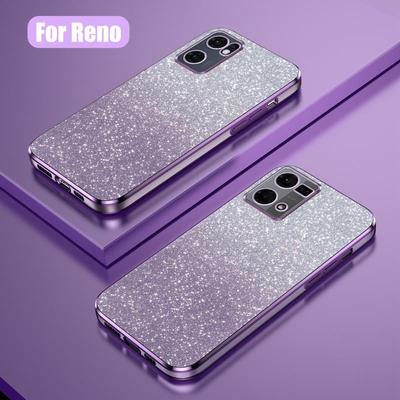 Reno 7 8 9 funda de lujo con revestimiento de brillo degradado para Oppo Reno7 4g Reno8 Reno9 Pro Plus 5g funda trasera transparente de silicona suave para mujer