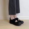 Sheepskin version~ platform sports cross strap Mary Jane small leather shoes round head ballet shoes women's shallow mouth retro single shoes