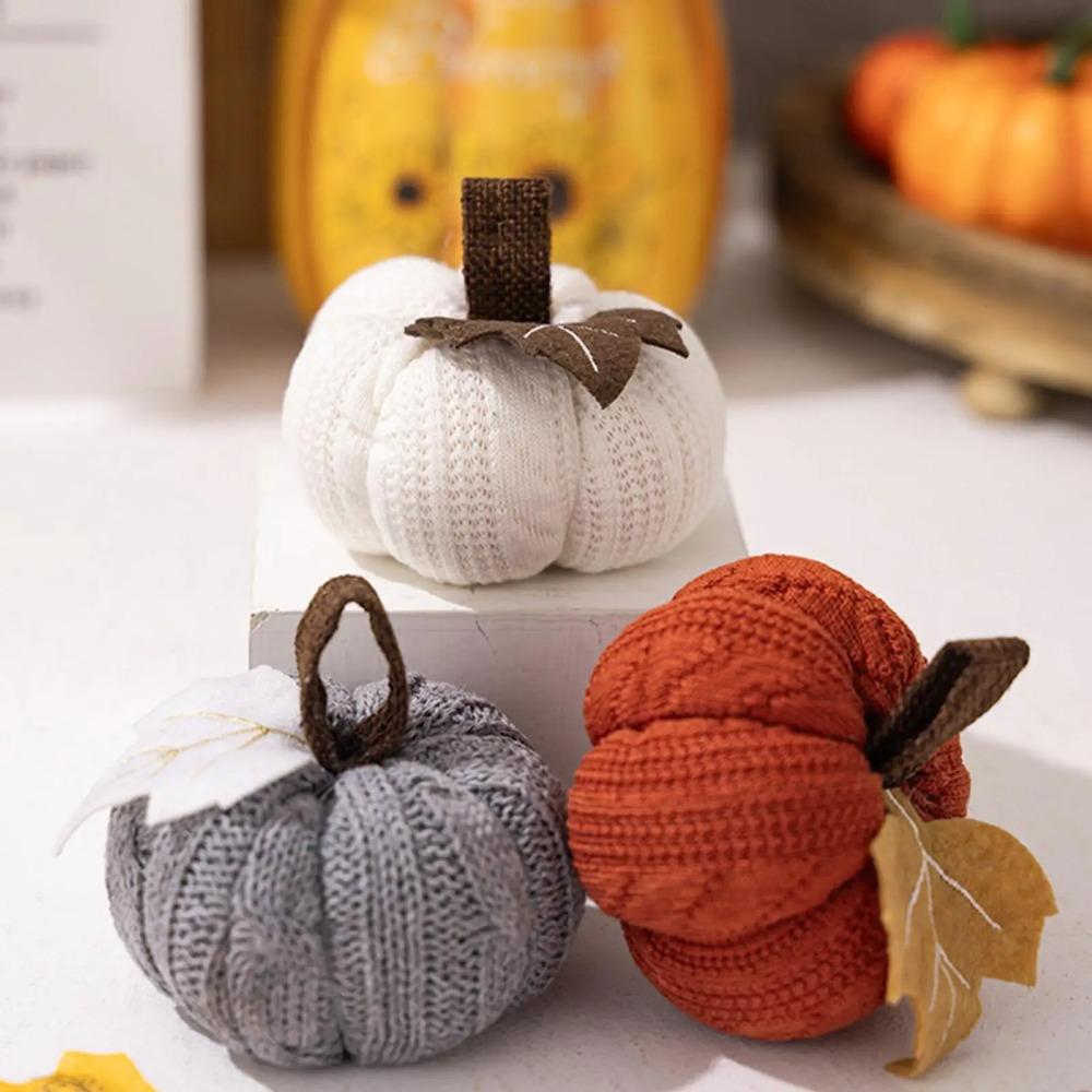9cm Small Pumpkins Home Decor Knit Knitted Pumpkin Reusable Seasonal Charm Cozy Warm Decorative Ornaments Crochet Pumpkins