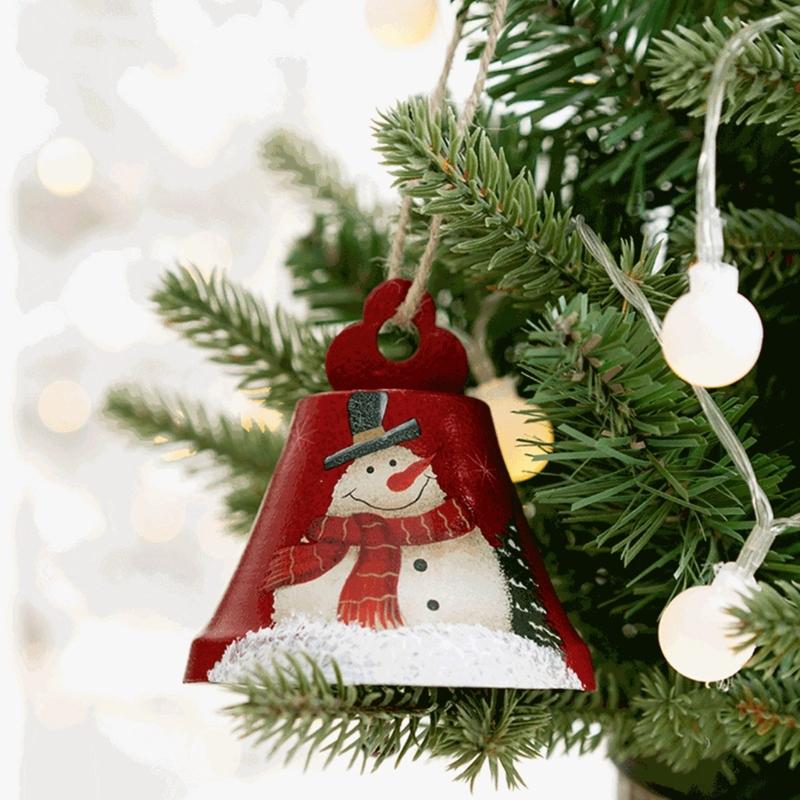 Iron Christmas Santa/Snowman Bells Hanging Pendant Home Festival Window Ornament Holidays Office Embellishment