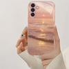 Pink beach design glass phone case suitable for Samsung Galaxy S26 S25 S24 S23 S22 S20 FE/Ultra/Plus shockproof back cover