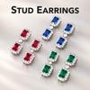 WNFU Women's Stud Earrings, Multicolor Corundum, Gold-Plated Copper