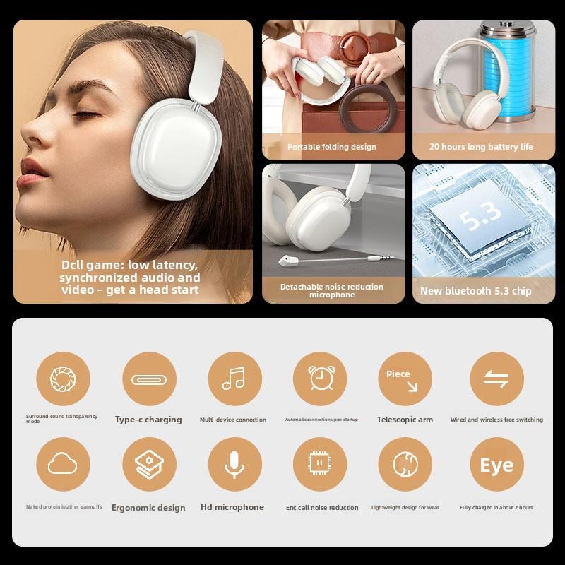 Cross-border New Bestseller Wireless Over-ear for 5.3 Gaming Headset Active Noise Cancellation (ANC) Long Battery Life;