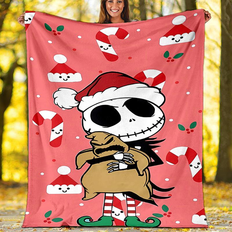 The Nightmare Before Christmas Theme Printed Blanket - Perfect for Couch, Bed, Travel & Outdoor Use | Machine Washable, Cozy & Durable.