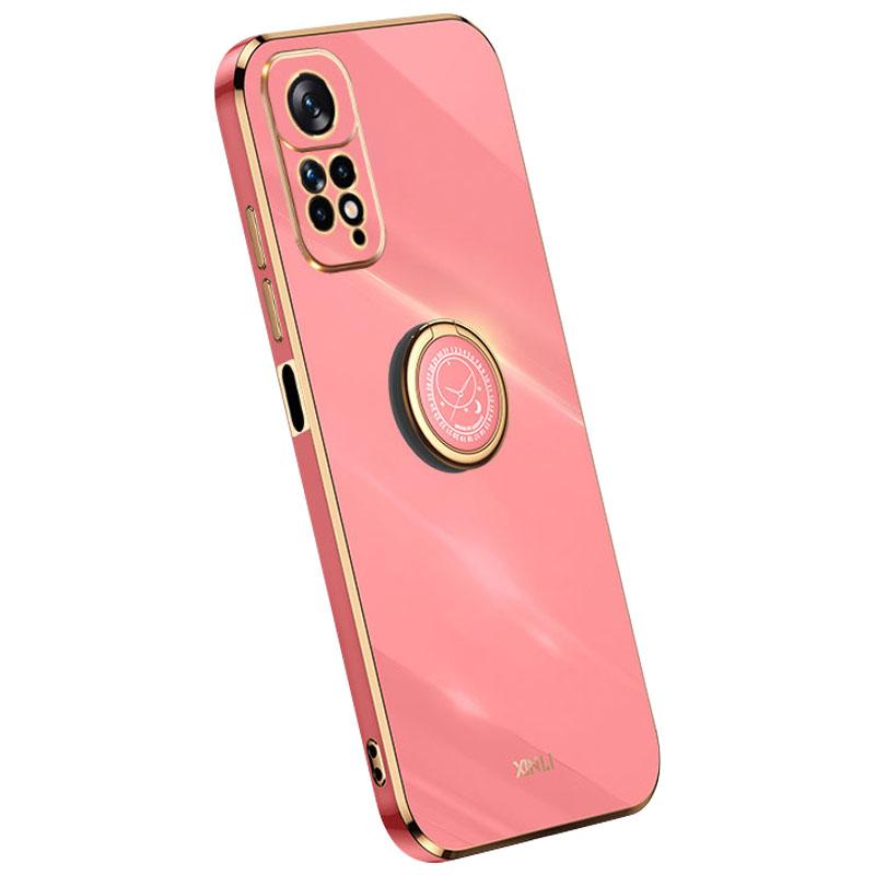 

XINLI Electroplating Phone Case for Xiaomi Redmi Note 11 4G (Qualcomm)/Note 11S 4G,Flexible TPU Cover with Kickstand Red