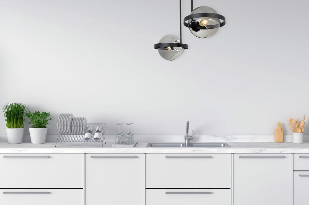 MODERN GLASS HANGING LAMP GRAPHITE RING