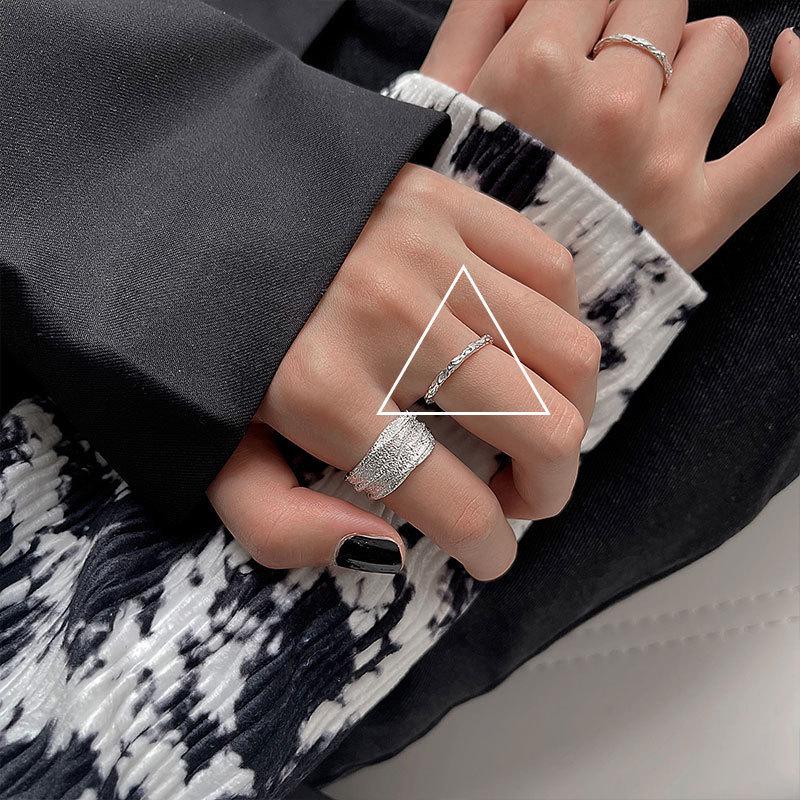 Korean Retro Irregular Openable Tin Foil Ring - Creative Women s Thin Index Finger Accessory Adjustable Opening