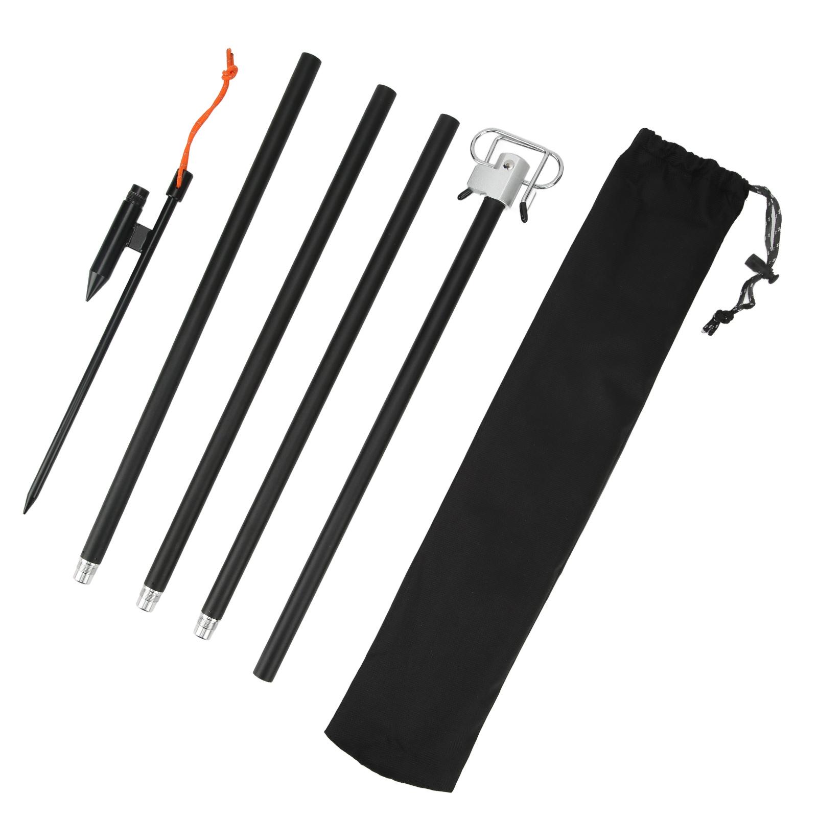 Light Hanging Pole with Foldable Double Hooks Ground Spike Light Stand for Outdoor Camping