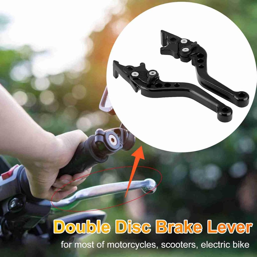 Brake Levers Motorcycle, 1 Pair Motorcycle Clutch Brake Handle Levers Universal Brake Lever Handle Double Disc for GY6 Xmaximum 400(Black)