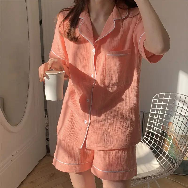 Cotton Sleepwear Korean Pajamas Women Pijama Female Bedroom Set Woman 2 Pieces Loungewear Brief Suits with Shorts Pyjamas