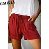 GMXIA Women's Casual Loose Elastic Waist Plus Size Shorts with Pockets Trousers