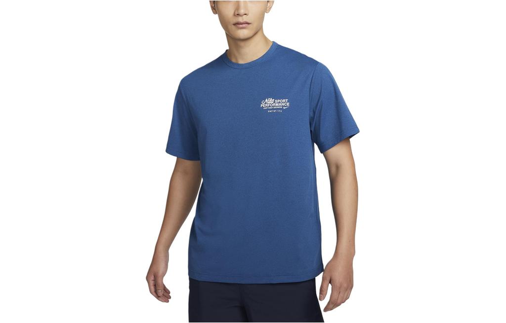 Nike T-Shirts Men's Blue Crew Neck Moderate Straight Fit FN3280-476