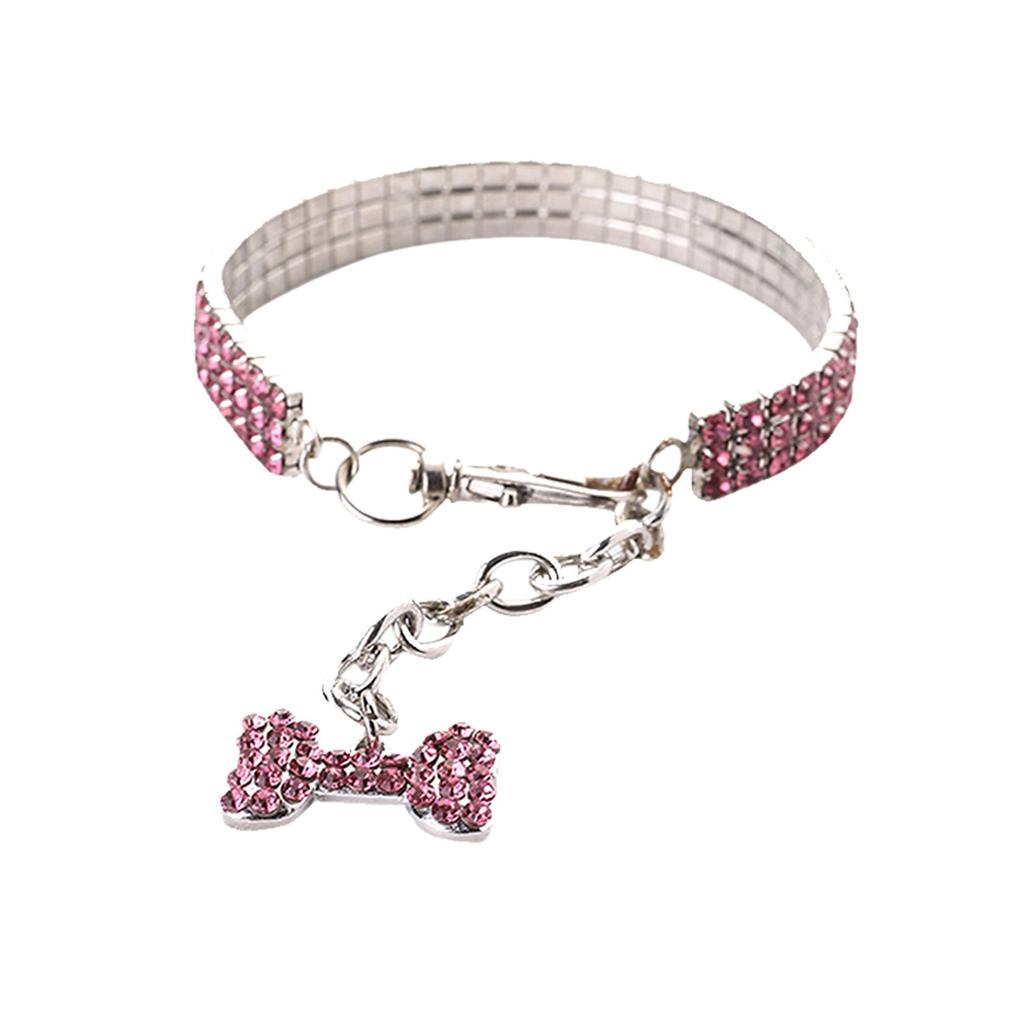 Pet Dog Bling Rhinestone Collars Fancy Necklace For Cats Small Dogs Female Puppy Collars