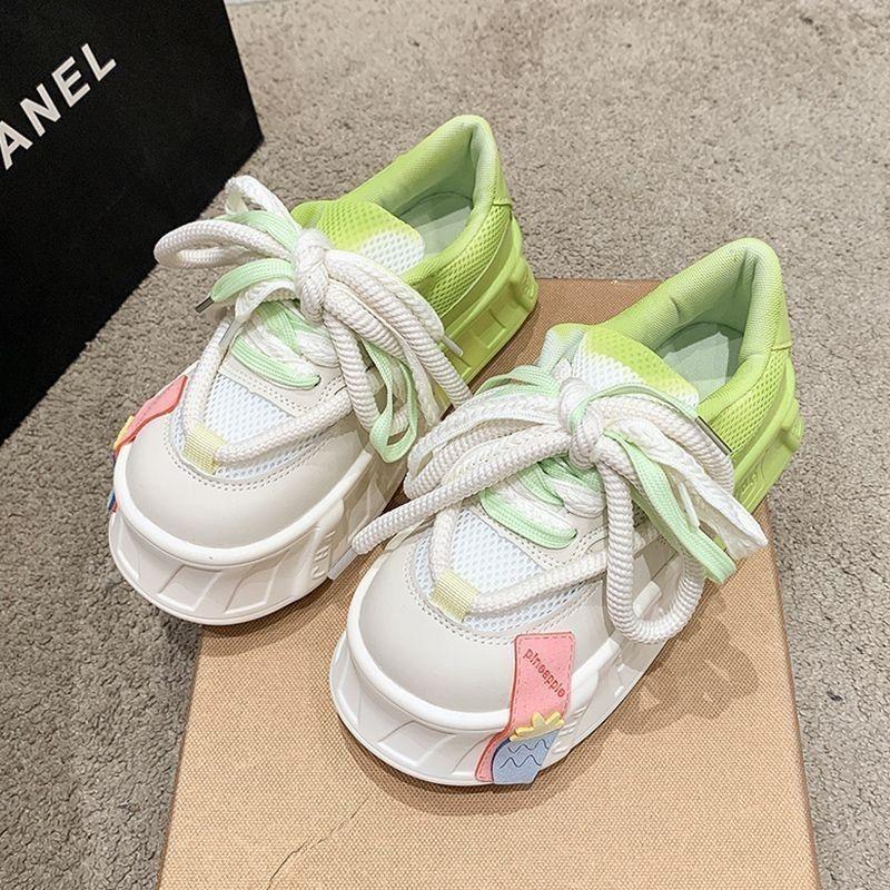 

Dopamine ugly cute big head bread shoes women s 2025 new color matching heightened platform sports casual shoes niche trendy shoes 40 зелёный