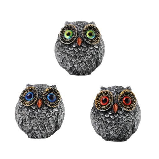 

1/3 шт. Реалистичная статуэтка совы ручной работы с большими глазами и сложным оперением, металл G
