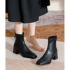 2025 new thick heel short boots women's French square head spring and autumn single boots fashion medium tube thin boots black high heel boots