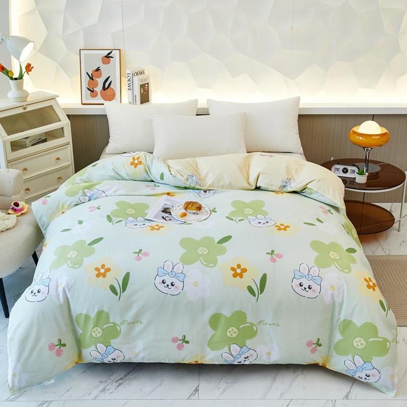 Garden Colorful Floral Pattern Quilt Cover 1Pc 100% Cotton Luxury Duvet Cover Skin-friendly Soft Easy Care Queen Size Bedding
