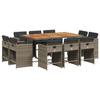 VidaXL 11pcs Garden Dining Set with Grey Cushions Poly Rattan 3277981