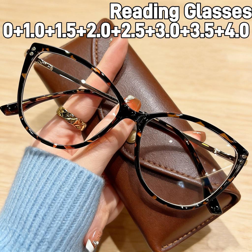 Women Vintage Elegance Reading Glasses Unisex Fashionable Cat-Eye Anti-Blue Light Comfortable Presbyopia Eyewear Plus Diopter