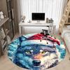 1pc Winter Wolf Office Round Area Rug, Indoor Mat Suitable ForOffice, Under Office Chairs Bedroom Living Room Home Decor, Room Deco T038