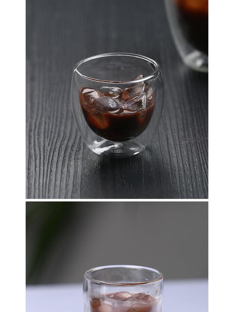 Double-Layer Transparent Heat-Insulating Glass Tea Cup Set