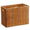 Woven Storage Baskets, Rectangular Wicker Basket with CutOut Handles, Tan Synthetic Rattan for