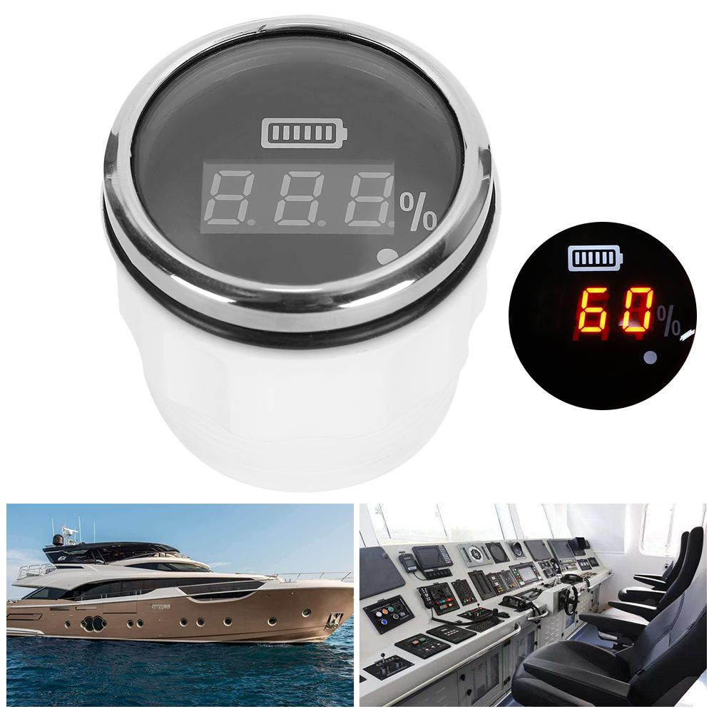 52Mm 2in Battery Digital Gauge Waterproof AntiFog Meter 12V with Smart Alarm for Ships  Electric Vehicles Boats(Black