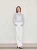 Leusejiem See-Through Tencel Long Sleeve T-Shirt - Sky Blue
