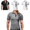Elegant Men's Fashion Lapel Short Sleeve Blouse Casual Letters Print T-shirt