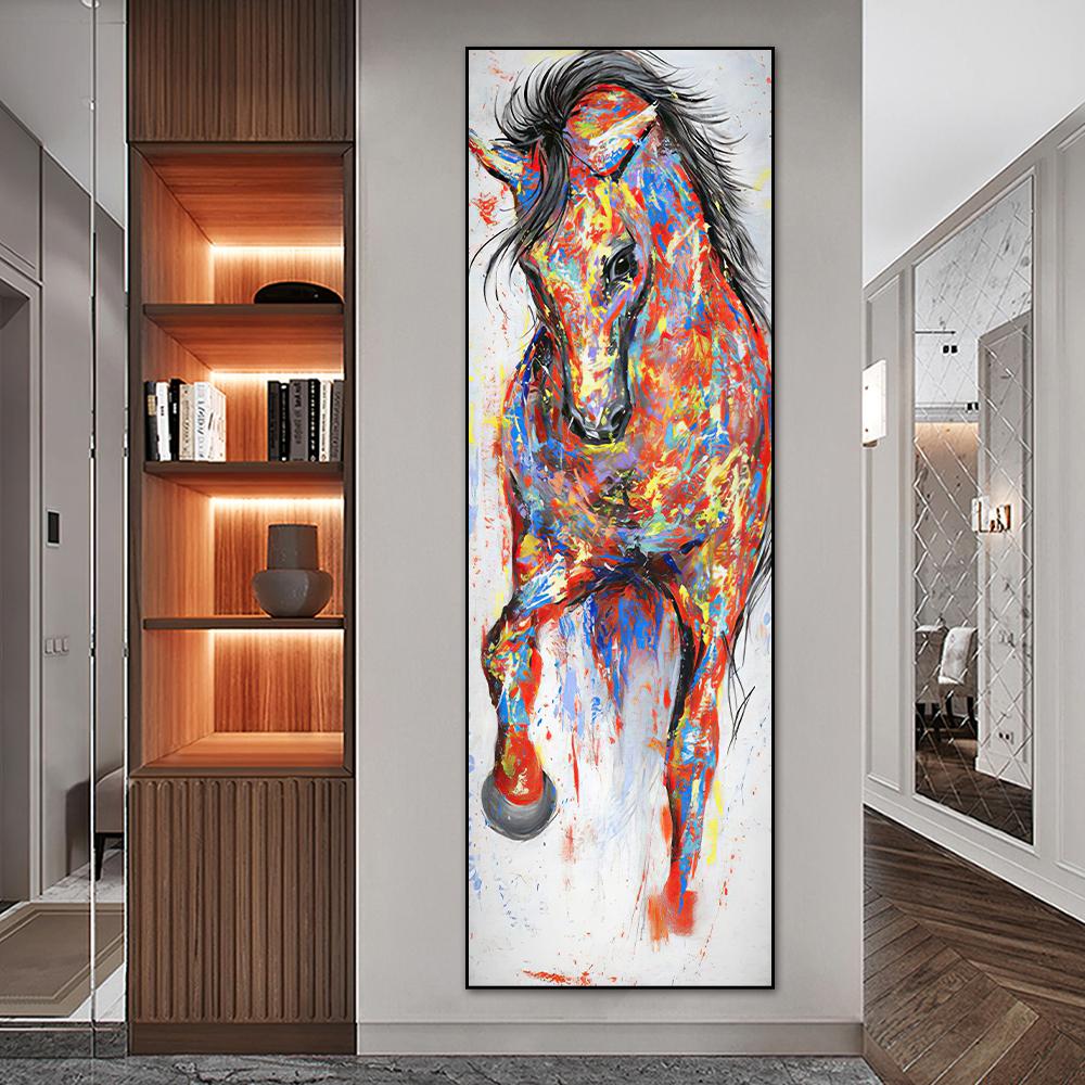 Abstract Horse Canvas Painting Big Size Art Posters and Prints Cuadros Animals Wall Art Pictures for Living Room Home Decoration