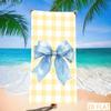 Tropical Plaid Bow Beach Towel Super Absorbent Quick Dry Microfiber With Cute Pink Bow Soft Sand Free Blanket For Summer Picnic