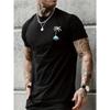 Men's Summer Casual Loose Size 100% Cotton Coconut trees Print Round Neck Short Sleeve T-shirt Top