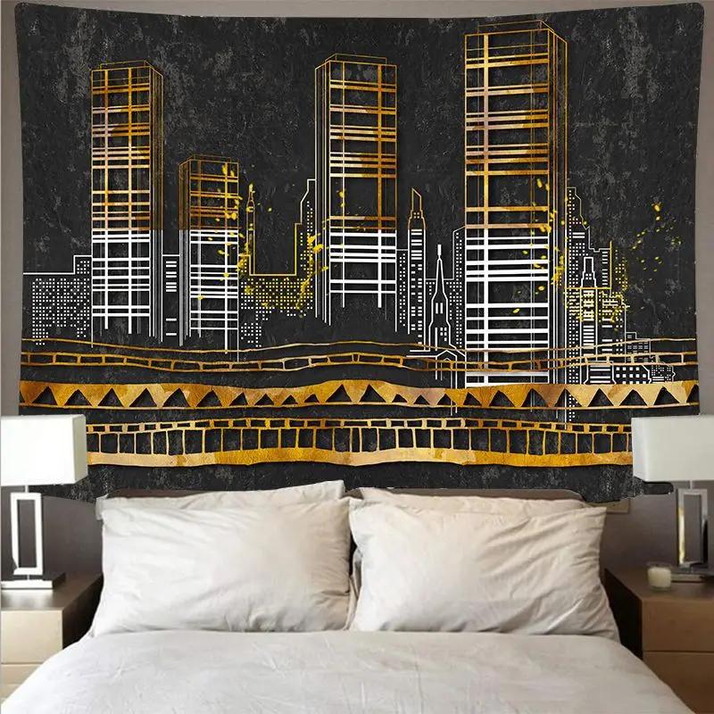 Chinese Style Hanging Cloth Scenery Background Art Painting Decor Lotus Goldfish Wall Carpet Home Decoration Gilding Tapestry