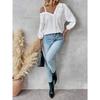 Spring Summer Lapel 3/4 Sleeve Off Shoulder Textured Single-breasted Casual Shirt Cardigan for European American Crossbody
