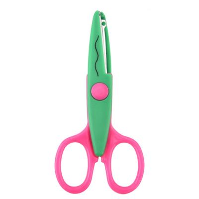 1/6PCS DIY Color Lace Scissors Comfortable Hand Small Round Head Paper Cuttings Scissors Wavy Pattern Stationery Art Tool