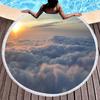 Sky Cloud Print Round Beach Towel, Microfiber Sand Free Quick Dry Circle Bath Towel Absorbent Tropical Meditation Rug Yoga Mat