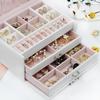 3 Layers PU Jewelry Box Organizer Large Ring Necklace Necklace Holder Cosmetic Leather Jewelry Case with Lock for Women | Storage Boxes and Containers