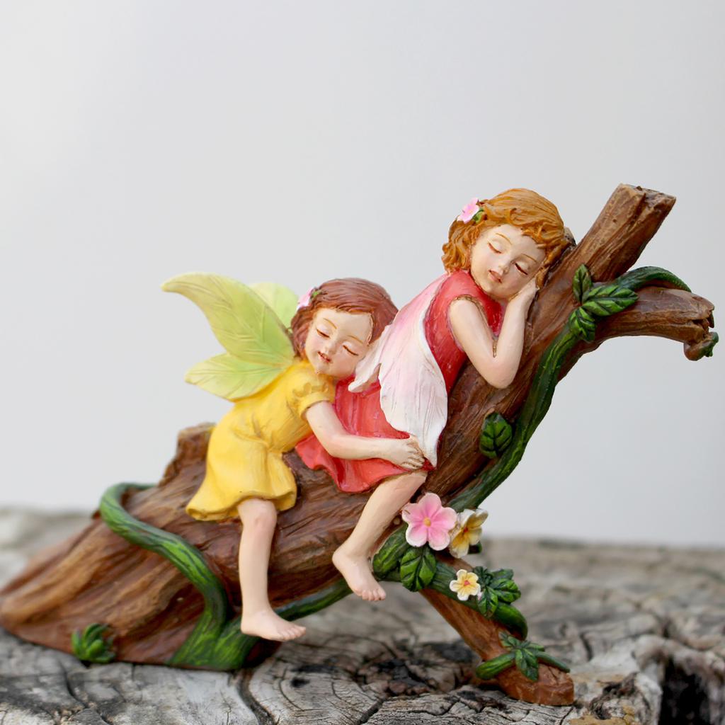 Miniature Fairy Resting Statue Resin Sleeping Fairy Mini Sculpture Garden Ornament for Lawn Yard Decoration