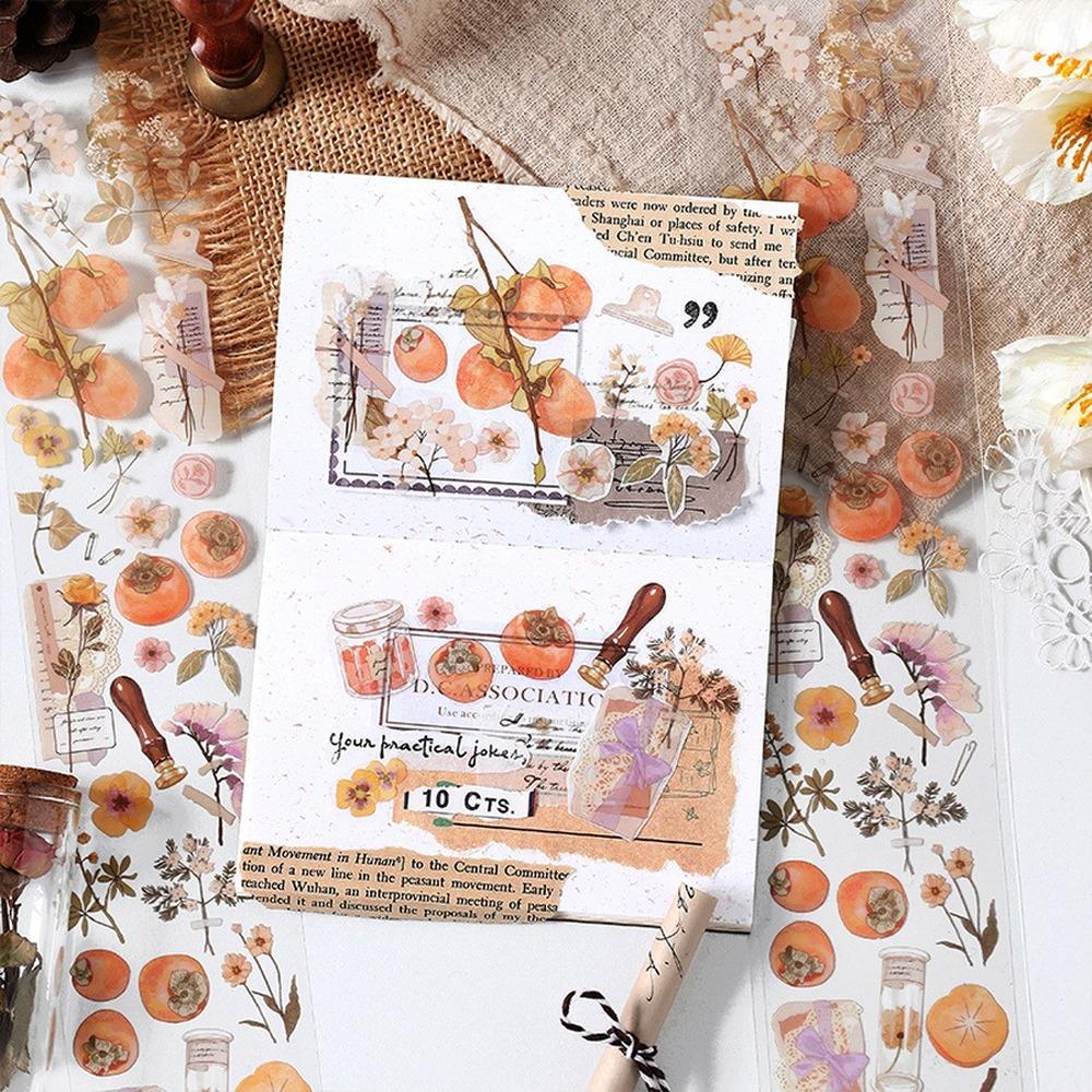4 Styles 1Pcs/Bag Fresh Plants Long Strip Stickers Aesthetic Flowers Fruits Hand Account Decoration Stationery Stickers HMM