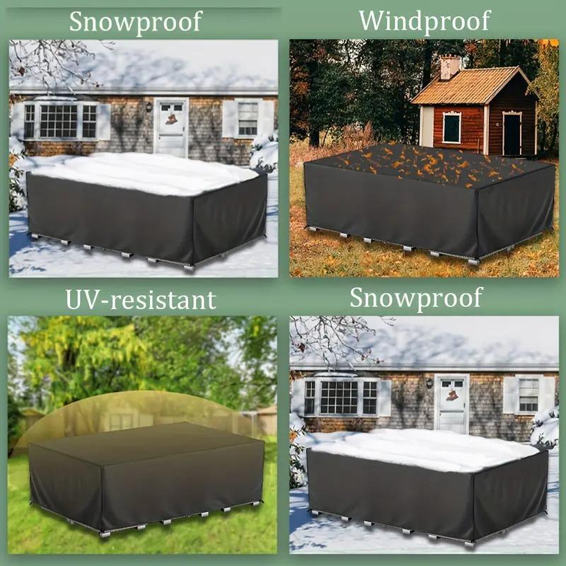Wasserdichte Terrassenmöbelabdeckung für den Außenbereich, 210D strapazierfähiges Polyester mit verstellbarem Kordelzugdesign für Terrassen, Rasenflächen & Hinterhöfe