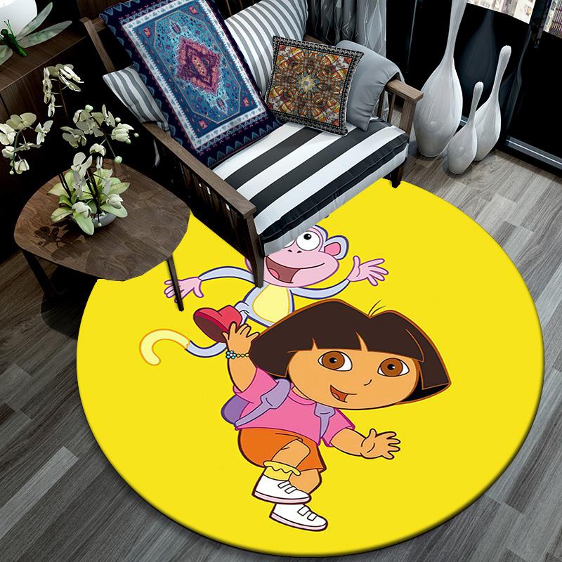Dora the Explorer2 Round Area Rug,Carpet Rug for Living Room Bedroom Sofa Playroom Decor,Non-slip Floor Mat