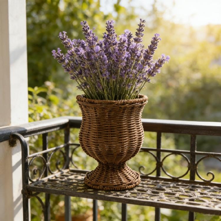 Eleganti Casali Rattan Sintetico Intrecciato Vasi Decorativi per Fiori Secchi E Artificiali Portafiori Decorazioni per Composizioni Floreali