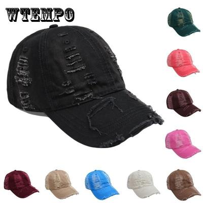 Kadınlar/Erkekler için Vintage Tarz Yırtık Eskitilmiş Beyzbol Şapkası, Güneş Korumalı Açık Hava Siperli Şapka