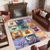 Teddy Bear Theme Crystal Velvet Rug Personalized Custom Name Text Soft Floor Mat Home Decor