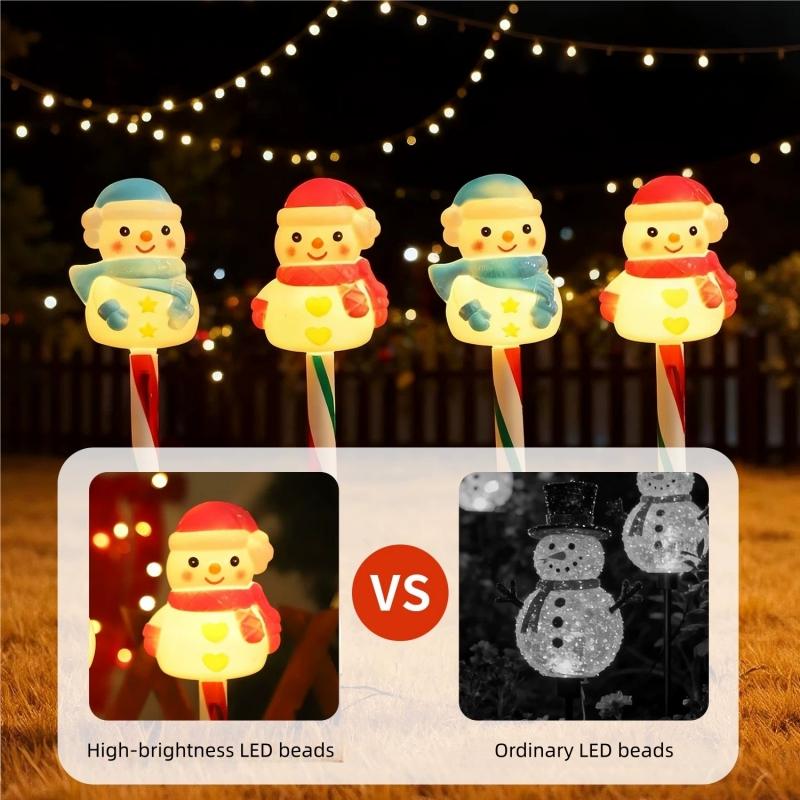 Xiaomi Solar Christmas Snowman Candy Lights 1 in 5 Outdoor Garden Stake Lights Warm White 8 Modes Yard Lawn Path Holiday Decorations