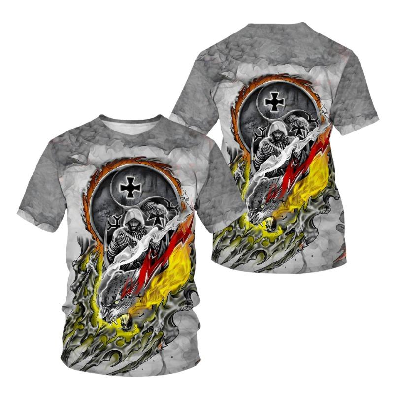 Trendy Retro Viking Warrior Pattern 3D Digital Printed Men's T-shirt